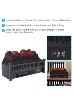 Best reviews of 🎉 23 in Polypropylene Flameless Heated Log Electric Fireplace Insert by Sunnydaze Decor 🤩 -Sunnydaze Decor Shop Belk 1319