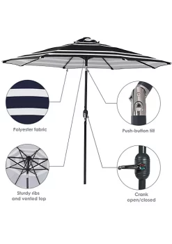 Discount 💯 9 ft Solar Patio Umbrella with Lights, Tilt, and Crank - Navy by Sunnydaze Decor 👍 -Sunnydaze Decor Shop Belk 1325