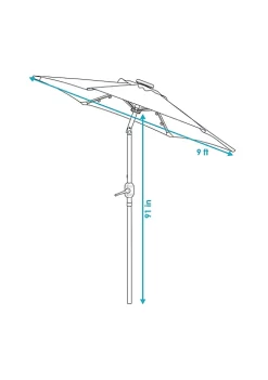 Discount 💯 9 ft Solar Patio Umbrella with Lights, Tilt, and Crank - Navy by Sunnydaze Decor 👍 -Sunnydaze Decor Shop Belk 1326