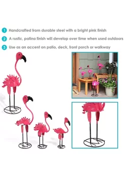 Best deal 🌟 Sunnydaze Flamingo Family Fiesta Metal Yard Art Statues by Sunnydaze Decor ✔️ -Sunnydaze Decor Shop Belk 1331