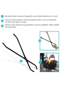 Best Pirce 🔔 40 in Heavy-Duty Steel Firewood Log Grabber Tongs by Sunnydaze Decor 🔔 -Sunnydaze Decor Shop Belk 1360