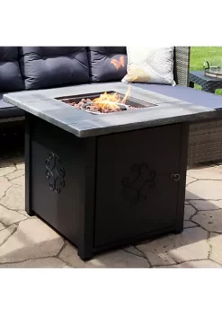 Outlet 🥰 30 in Square MGO Propane Gas Fire Pit Table with Lava Rocks by Sunnydaze Decor ✨