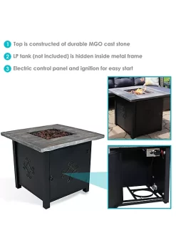Outlet 🥰 30 in Square MGO Propane Gas Fire Pit Table with Lava Rocks by Sunnydaze Decor ✨ -Sunnydaze Decor Shop Belk 1394
