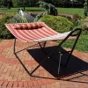 Budget 🧨 2-Person Quilted Hammock with Universal Steel Stand - Red Stripe by Sunnydaze Decor ⌛ -Sunnydaze Decor Shop Belk 1397