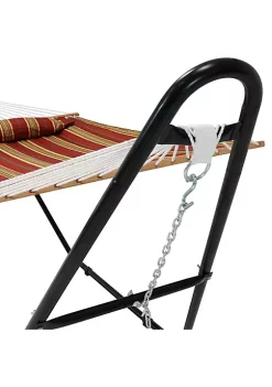 Budget 🧨 2-Person Quilted Hammock with Universal Steel Stand - Red Stripe by Sunnydaze Decor ⌛ -Sunnydaze Decor Shop Belk 1399