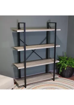 Cheap ❤️ 4-Tier Industrial Open-Shelf Bookshelf - Oak Gray by Sunnydaze Decor 💯