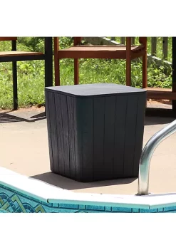 Best Sale 🔥 11.5 gal Faux Wood Outdoor Side Table with Storage - Phantom Gray by Sunnydaze Decor 😉