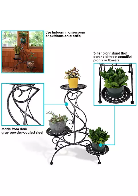 Best deal 🧨 Dark Gray Steel 3-Tier Victorian Staggered Plant Stand - 31.5 in by Sunnydaze Decor ⭐ 6 Best deal 🧨 Dark Gray Steel 3-Tier Victorian Staggered Plant Stand - 31.5 in by Sunnydaze Decor ⭐ - Image 4
