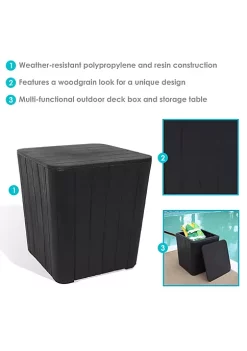 Best Sale 🔥 11.5 gal Faux Wood Outdoor Side Table with Storage - Phantom Gray by Sunnydaze Decor 😉 -Sunnydaze Decor Shop Belk 147