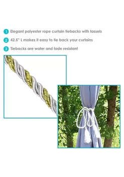 Best Sale 😉 Indoor/Outdoor Rope Curtain Tiebacks - Gold - Set of 4 by Sunnydaze Decor ✨ -Sunnydaze Decor Shop Belk 1470