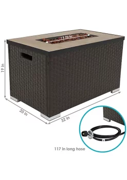 Best Pirce 🎁 32 in Tile Top Resin Wicker Smokeless Propane Gas Fire Pit Table by Sunnydaze Decor 👏 -Sunnydaze Decor Shop Belk 1494