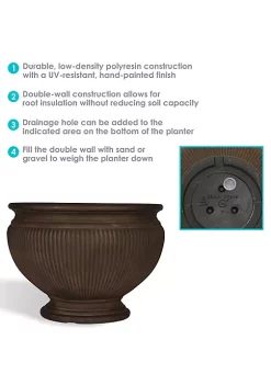 Cheap 🔔 16 in Elizabeth Ribbed Urn Polyresin Planter - Rust - Set of 2 by Sunnydaze Decor 🔥 -Sunnydaze Decor Shop Belk 1516