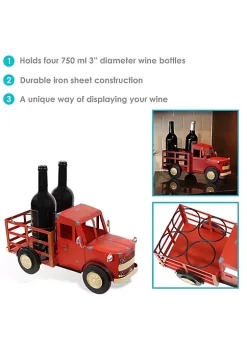 Coupon 🛒 Iron Sheet Rustic Red Truck Convenient Countertop Wine Rack by Sunnydaze Decor ✨ -Sunnydaze Decor Shop Belk 1528