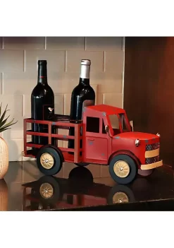 Coupon 🛒 Iron Sheet Rustic Red Truck Convenient Countertop Wine Rack by Sunnydaze Decor ✨ -Sunnydaze Decor Shop Belk 1530