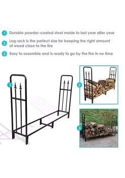 Discount 🤩 6 ft Decorative Steel Firewood Log Rack - Black by Sunnydaze Decor 🎁 -Sunnydaze Decor Shop Belk 1540