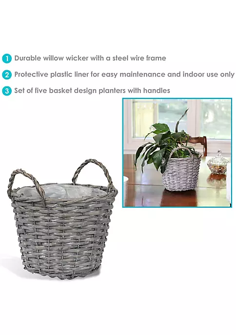 Cheap ❤️ 8 in Rattan Wicker Basket Planters with Handles/Lining - Set of 5 by Sunnydaze Decor 🧨 6 Cheap ❤️ 8 in Rattan Wicker Basket Planters with Handles/Lining - Set of 5 by Sunnydaze Decor 🧨 - Image 4