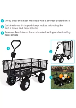 Brand new 👏 Large Heavy-Duty Steel Garden Cart with Removable Sides - Black by Sunnydaze Decor ⌛ -Sunnydaze Decor Shop Belk 1580