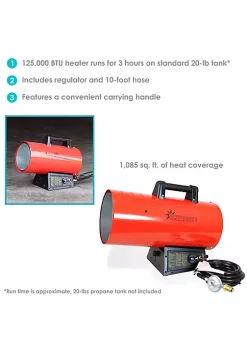Hot Sale 🧨 125,000 BTU Steel Forced Air Propane Heater with Auto Shut Off by Sunnydaze Decor 👏 -Sunnydaze Decor Shop Belk 1585
