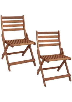 Best Pirce 🔥 Meranti Wood Folding Patio Bistro Dining Chair - Set of 2 by Sunnydaze Decor 🎉 -Sunnydaze Decor Shop Belk 1589