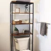 Deals 😀 4-Tier Industrial Over-the-Toilet Storage Shelf - Teak by Sunnydaze Decor ❤️