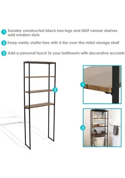 Deals 😀 4-Tier Industrial Over-the-Toilet Storage Shelf - Teak by Sunnydaze Decor ❤️ -Sunnydaze Decor Shop Belk 1614
