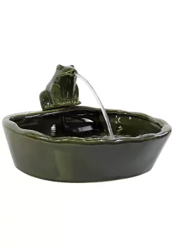 New ⌛ Frog Glazed Ceramic Outdoor Solar Water Fountain - 7 in by Sunnydaze Decor 💯