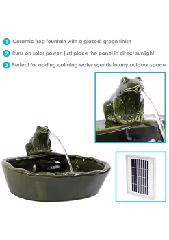 New ⌛ Frog Glazed Ceramic Outdoor Solar Water Fountain - 7 in by Sunnydaze Decor 💯 -Sunnydaze Decor Shop Belk 1630