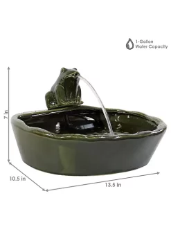 New ⌛ Frog Glazed Ceramic Outdoor Solar Water Fountain - 7 in by Sunnydaze Decor 💯 -Sunnydaze Decor Shop Belk 1631