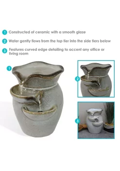 Brand new ⌛ Cascading Side Tiers Ceramic Indoor Water Fountain - 8 in by Sunnydaze Decor ❤️ -Sunnydaze Decor Shop Belk 1653