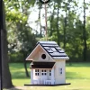 Best Pirce ❤️ 9.25 in Wooden Cozy Home Birdhouse with Solar LED Light - Cream by Sunnydaze Decor 👏 -Sunnydaze Decor Shop Belk 1656