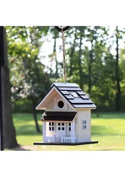 Best Pirce โค๏ธ 9.25 in Wooden Cozy Home Birdhouse with Solar LED Light - Cream by Sunnydaze Decor ๐