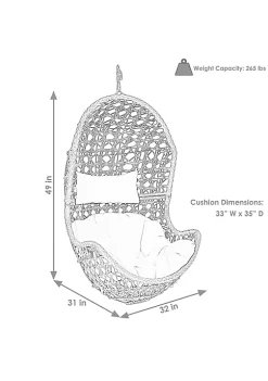 Budget 🎁 Black Resin Wicker Basket Hanging Egg Chair with Cushions - Beige by Sunnydaze Decor 🤩 -Sunnydaze Decor Shop Belk 1696