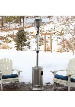 New ✔️ Outdoor Patio Heater with Drink Shelf, Wheels, and Cover - 7-Foot - Stainless Steel by Sunnydaze Decor 👍 -Sunnydaze Decor Shop Belk 1707