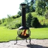 Flash Sale ✨ Steel Wood Burning Chiminea with Rain Cap - Black - 66 in by Sunnydaze Decor 🌟