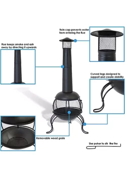 Flash Sale ✨ Steel Wood Burning Chiminea with Rain Cap - Black - 66 in by Sunnydaze Decor 🌟 -Sunnydaze Decor Shop Belk 1714