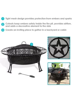 Budget 🧨 40 in Four Star Steel Fire Pit with Spark Screen and Poker by Sunnydaze Decor ✔️ -Sunnydaze Decor Shop Belk 1720