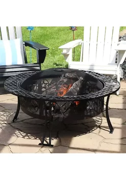 Budget 🧨 40 in Four Star Steel Fire Pit with Spark Screen and Poker by Sunnydaze Decor ✔️ -Sunnydaze Decor Shop Belk 1722