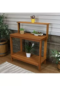Hot Sale 🥰 Meranti Wooden Outdoor Potting Bench with Teak Oil Finish - 42 in by Sunnydaze Decor 💯
