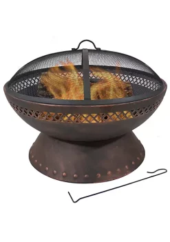 Wholesale 🎉 25 in Chalice Steel Fire Pit with Spark Screen - Copper by Sunnydaze Decor 🎁 -Sunnydaze Decor Shop Belk 1746