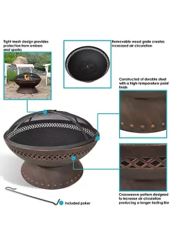 Wholesale 🎉 25 in Chalice Steel Fire Pit with Spark Screen - Copper by Sunnydaze Decor 🎁 -Sunnydaze Decor Shop Belk 1748