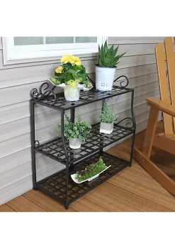 Best Pirce ๐คฉ Black Iron 3-Tier Plant Stand Shelf with Scroll Edging - 30 in by Sunnydaze Decor ๐