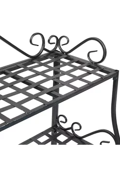 Best Pirce 🤩 Black Iron 3-Tier Plant Stand Shelf with Scroll Edging - 30 in by Sunnydaze Decor 🎉 -Sunnydaze Decor Shop Belk 1765