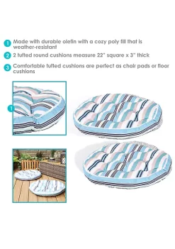 New ⌛ Sunnydaze Polyester Large Round Floor Cushion - Set of 2 - Seaside Stripes by Sunnydaze Decor 🎁 -Sunnydaze Decor Shop Belk 1796