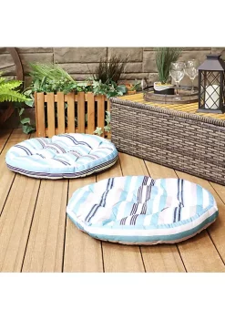 New ⌛ Sunnydaze Polyester Large Round Floor Cushion - Set of 2 - Seaside Stripes by Sunnydaze Decor 🎁 -Sunnydaze Decor Shop Belk 1798