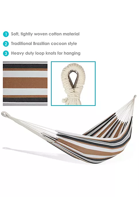 Deals 🔥 2-Person Woven Cotton Hammock with Carrying Case - Calming Desert by Sunnydaze Decor 🎉 6 Deals 🔥 2-Person Woven Cotton Hammock with Carrying Case - Calming Desert by Sunnydaze Decor 🎉 - Image 4
