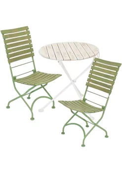 Best Sale 🌟 Cafe Couleur Chestnut Wood 3-Piece Folding Bistro Set - Green by Sunnydaze Decor 🎁 -Sunnydaze Decor Shop Belk 1834