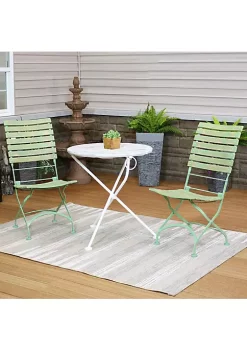 Best Sale 🌟 Cafe Couleur Chestnut Wood 3-Piece Folding Bistro Set - Green by Sunnydaze Decor 🎁 -Sunnydaze Decor Shop Belk 1838