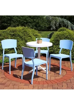 Hot Sale ⭐ Elmott Plastic 5-Piece Dining Table and Chairs Set - Blue by Sunnydaze Decor 👏