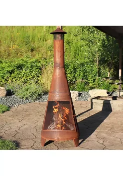 Deals 🎁 70 in Steel Wood Burning Chiminea Fire Pit with Rain Cap - Rustic by Sunnydaze Decor ⌛