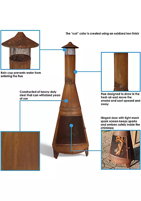 Deals ๐ 70 in Steel Wood Burning Chiminea Fire Pit with Rain Cap - Rustic by Sunnydaze Decor โ 6 Deals ๐ 70 in Steel Wood Burning Chiminea Fire Pit with Rain Cap - Rustic by Sunnydaze Decor โ - Image 4